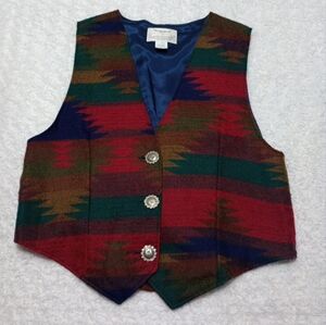 Vtg Longhorn by Niver Western Wear  Womena Vest Sz  Large With Silver Botton